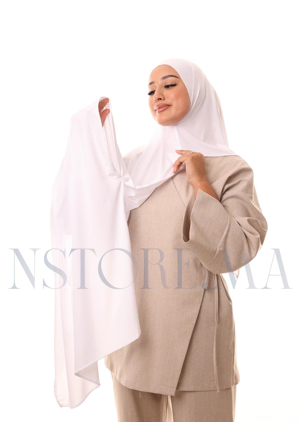 شال مزدوج - أبيض -