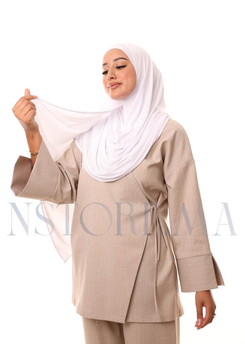 شال مزدوج - أبيض -