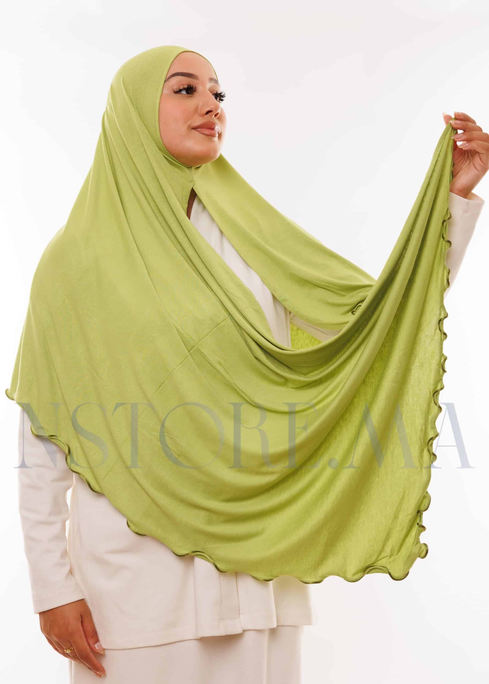 شال ليكرا مموج - أخضر فستقي -