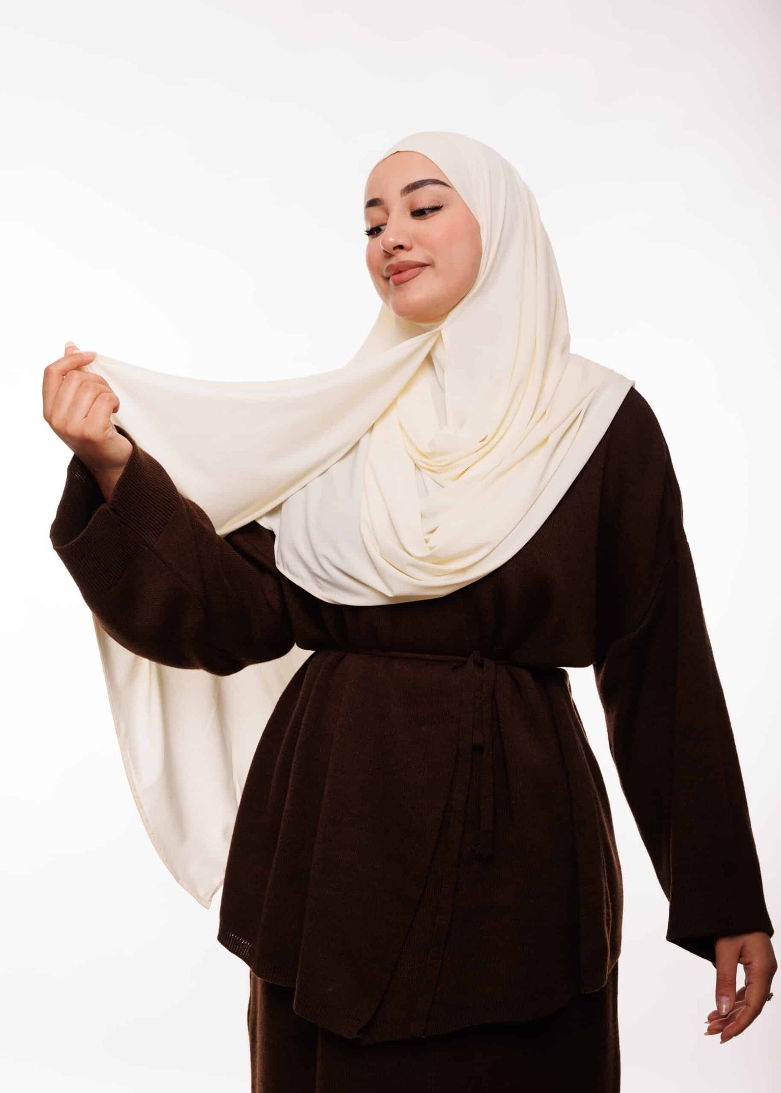 شال مزدوج - أبيض مصفر -