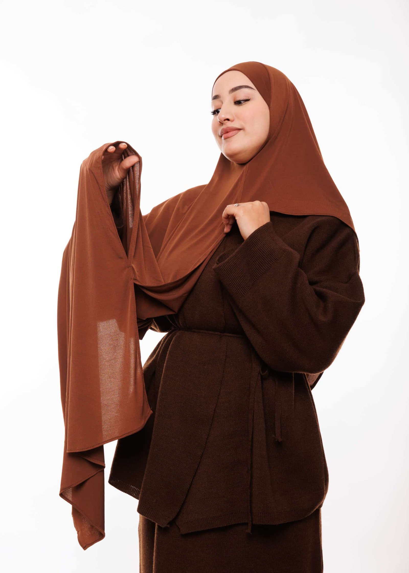 شال مزدوج - بني داكن -